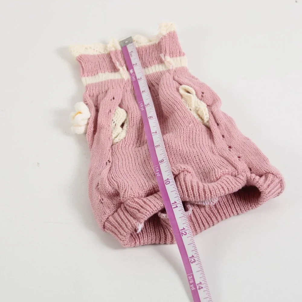 NEW Boho Pink Daisy Knit Dog Sweater - Size Medium